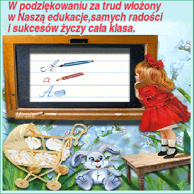 Podziękowanie i życzenia sukcesów nauczycielom